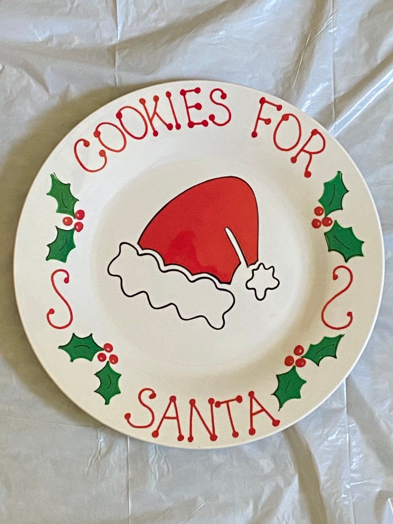 Cookies for Santa Plate Christmas Plate Hand Painted Plate Ceramic Plate Serving Plate Gift Plate Christmas Eve Plate